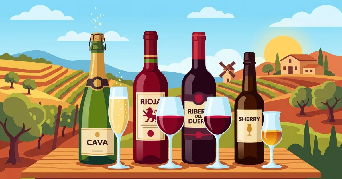 Hiszpańskie wina dla początkujących. Cava, Rioja, Ribera del Duero i sherry